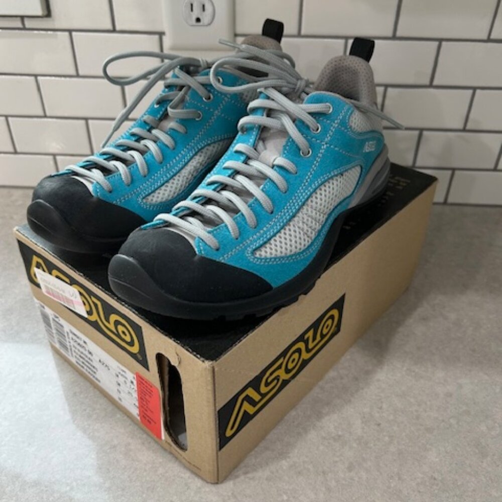 NIB Asolo Sunset Hiking Trail Women's 8 Shoe Sea Blue/Silver Vibram - Picture 5 of 10